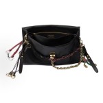 PRADA Soft Sound metal part snap flap opening and closing crossbody single-shoulder bag, large size for women, black